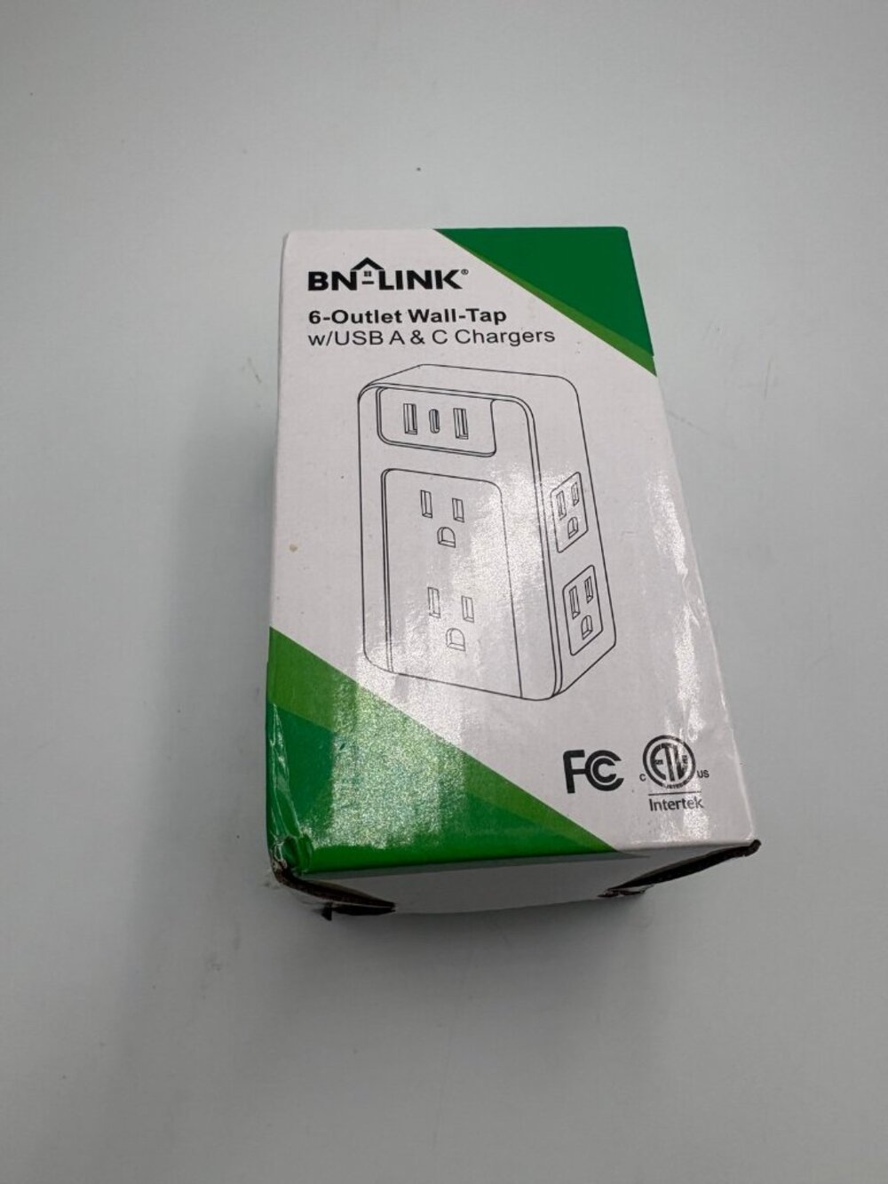 BN-LINK 6-Outlet Wall Tap Power Adapter w/ USB-A & USB-C Charger Open Box